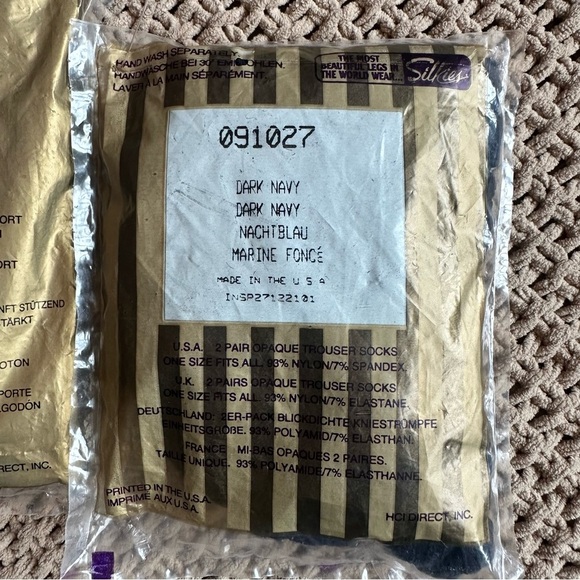 Vintage Silkies Opaque Trouser Socks & Pantyhose Dark Navy 2 Pair Pack Lot 3 - Picture 4 of 5